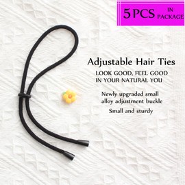 MILAMIYA Afro - Corbatas de cola de caballo con cordón ajustable para pelo corto rizado y rizado, lazos para el pelo afro largo acolchado para mujeres con lazos gruesos y esponjosos, diseño antideslizante (B-negro-4 piezas)