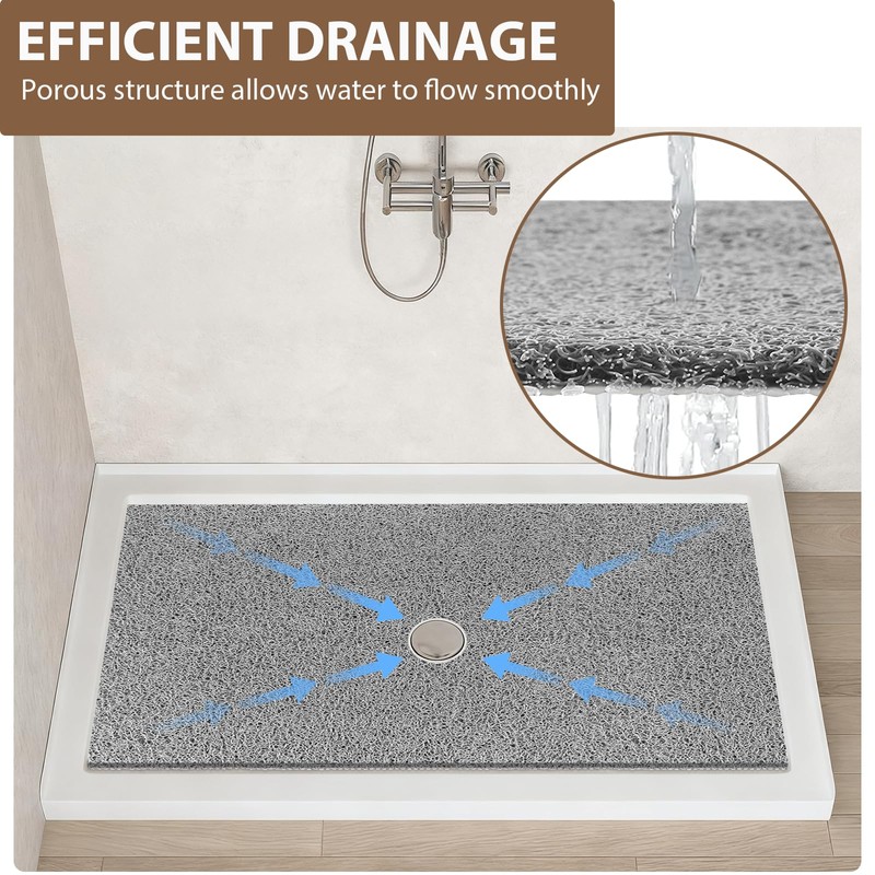 Extra Large Non Slip Shower Mat: 47.2x31.5 inch Loofah Shower