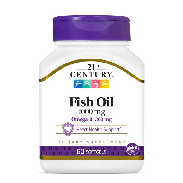 21st Century Fish Oil 1000 Mg Softgels, 60 Count (Pack of 2)