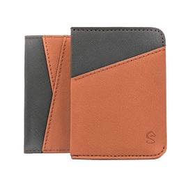 STYLIO Men's RFID Card Holder, Credit Card Holder, Wallets for Men, Men's Small Card Wallet, Men's Credit Card Holder, Men's Cardholder, caramel, Elegant, two-tone minimalist card and banknotes