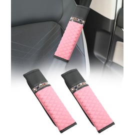 Flaconi 2Pcs Seat Belt Pads,Seat Belt Covers,Interior Car Accessories Seatbelt Pad,Auto Safety Belt Pads Cushion,Seatbelt Shoulder Strap Covers，Car Seatbelt Pad for Protect Neck and Shoulder (Pink)