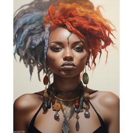 WUIVCTR Woman Paint by Numbers African American for Adults, Acrylic Oil Painting by Numbers Kits for Beginner with Brushes Art Crafts Canvas for Home Decor 40x50 cm