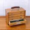 INWINACALT Oak Wood 4 Drawers Portable Toolbox, Leather Handle, FT0104