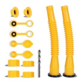 Upgraded Gas Can Spout Replacement, Leak-Proof Gas Can Nozzle, 2-Kit Durable HDPE Material Spouts, Complete set with Flexible Nozzles, Vent Cap, Drill Bit, Easy Install, Fit most 1/2/5/10 Gal Oil Cans