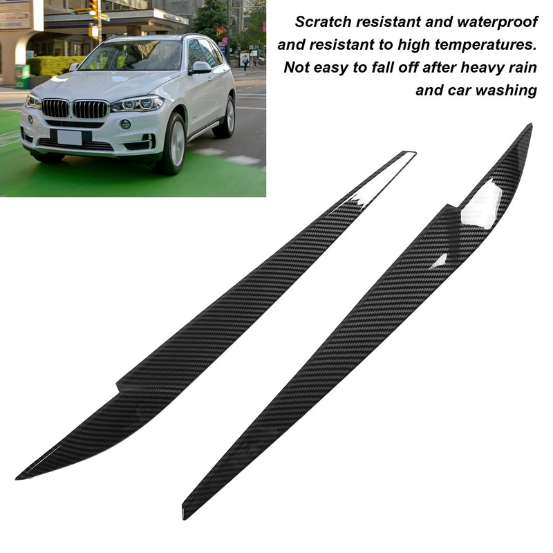 Pair Left Right Headlight Eyebrow Car Light Eyelids Carbon Fiber