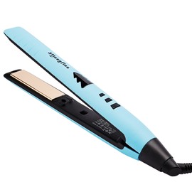 Mnsyflns 2 in 1 Hair Straightener & Curler – 15s Rapid Heating Ionic Ceramic Flat Iron, Frizz-Free Wide Plates, Chic Design, Dual Voltage, Complete Styling Kit, Gift for Girls Women (Blue)