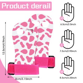 Abeillo Gymnastics Hand Grips for Girls Youth, Athletic Gymnastics Grips Cow Print Gloves Gymnastic Bar Palm Protection Sports Accessories for Workout and Exercise(xs,Pink)