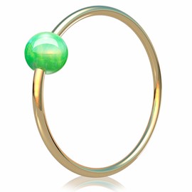 Gold Multi-functional Piercing Hoop - Handmade 8mm Hoop with a Tiny 3mm Green Opal - Thin 20 Guage 14k Gold Filled Cartilage Earring Gold Piercing Hoop