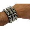 Undisclosed Studded Punk Rock 3 Row Nickel Pyramid Bracelet Snap