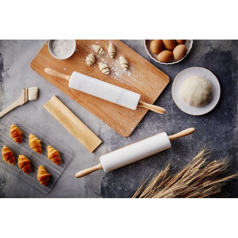 JEmarble Rolling Pin/Aluminum Handles 18 inch(Black)(Premium Quality) Polished Surface 18-inch(10"Barrel)