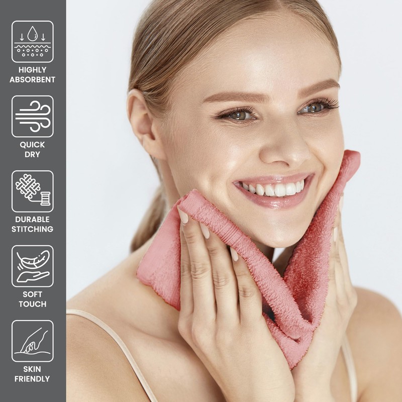 LINENOVA 100% Cotton Face Washer Towel (10 Pack) - Ultra-Soft,