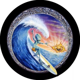 Tire Cover Central Surfing Alien Beach Spare Tire Cover All Sizes-back up camera optional