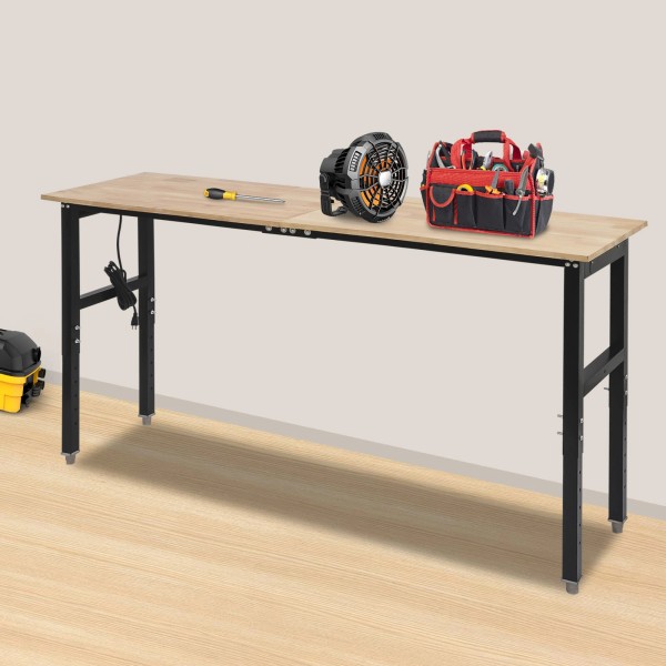 Adjustable Workbench, Heavy Duty Work Bench, Workbench with Power Outlets