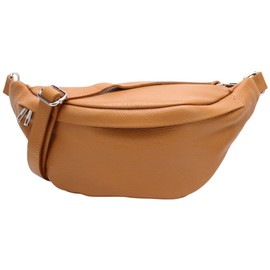 SH Leder ® Marie G528 Real Leather Waist Bag for Women Men Unisex Belt Bag for Festival Travel Bum Bag Medium Crossbody Bag Women Leather Bag 32 x 17 cm, Light cognac, Fashion waist bag
