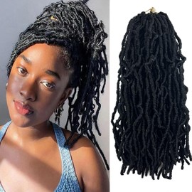 BLUONASI 40 Inch Soft Locs Crochet Hair, 6 Packs Natural Colour Faux Locs Crochet Braids Hair Pre Looped Synthetic Super Long Pre Extended Crochet Locs Braiding Hair (1B#, 30.5 cm (6))