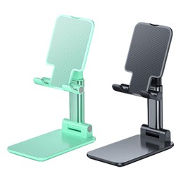 OGMAPLE 2 Pcs MT-6 Cell Phone Holder, Adjustable Angle and Height, Anti-Slip Silicone Pad, Foldable and Portable, Compatible with 4-8 Inch Devices(Black+Green)