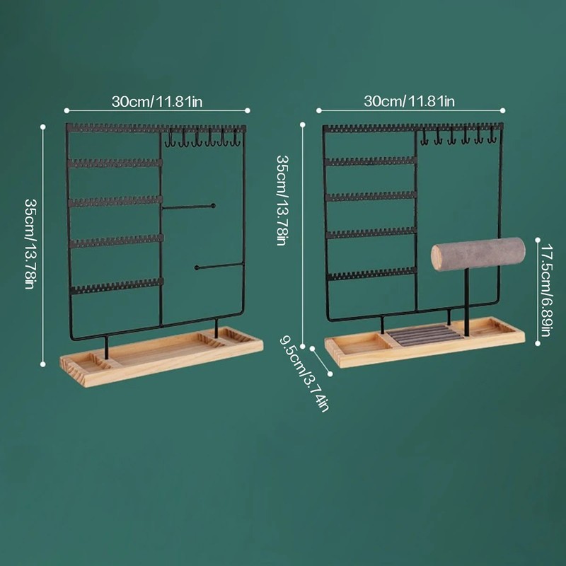 Vellure Jewelry Organizer Drawer – Wooden Base with Metal T-Bars,