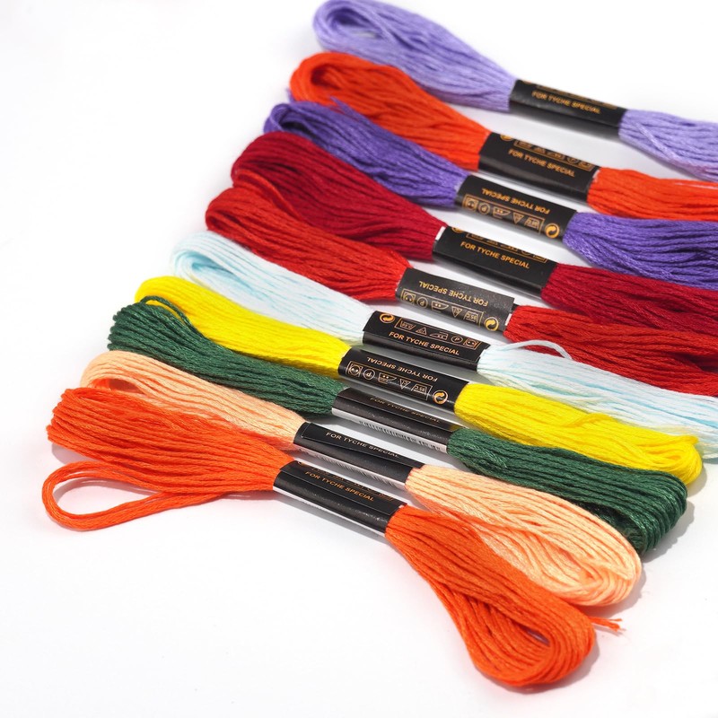 Friendship Bracelet String 24 Rainbow Color Skeins, Embroidery Floss Cross