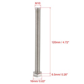uxcell M10x120mm Hex Bolts 304 Stainless Steel Hexagon Screw Bolt 2pcs