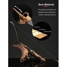 TOPARCHERY Takedown Wooden Recurve Bow for Adult & Youth Beginner, 52" Wooden Recurve Hunting Bow for Outdoor Training Practice Right Handed (25LB)