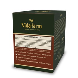 VIDA FARM 100 Turmeric Ginger Cinnamon Tea Bags, Golden Spice Special Blend, 100% Pure and Natural Dried Turmeric Ginger Cinnamon Mix, Non-GMO, No Sugar, No Caffeine, Gluten-Free, Vegan