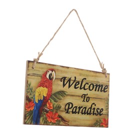 Gogogmee outdoor welcome sign welcome to paradise sign decorative signs plaques Beach Decorations for Home beach hanging sign Pool metal signs banquet Wooden rectangle hawaii beach