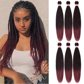 Pre Stretched Braiding Hair Extensions 26 Inch 6 Packs Long Braid Hair Yaki Texture Professional Prestretched Braiding Hair For Women (1B/900#, 26 inch)