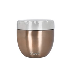 S'well Eats 2-in-1 Feeding Bowl with Screw Lid, 636 ml, Pyrite, Triple Insulated and Leak-Proof Food Bottle for Travel, Up to 11 Hours Cold/7 Hours Hot