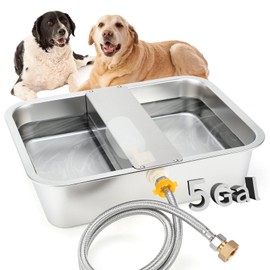 BWOGUE 5 Gal Automatic Dog Water Dispenser for Large Dogs Stainless Steel Outdoor Water Bowl Large Breed Self Filling Dog Waterer Feeder for Dogs Cat Chicken Livestock