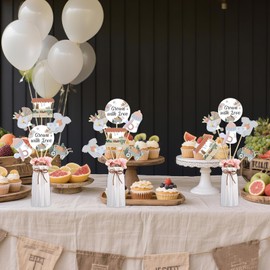 24 Pcs Locally Grown Baby Shower Decorations, Grown with Love Centerpiece Sticks Farmers Market Party Decor Topper Fruit Vegetable Background Decor for Girl Garden Farm Baby Shower Party Supplies