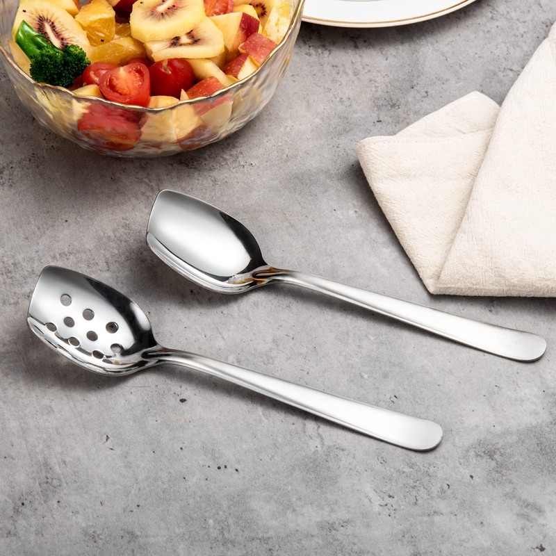 IMEEA Flat Edge Spoon 18/8 Stainless Steel Flat Bottom Serving