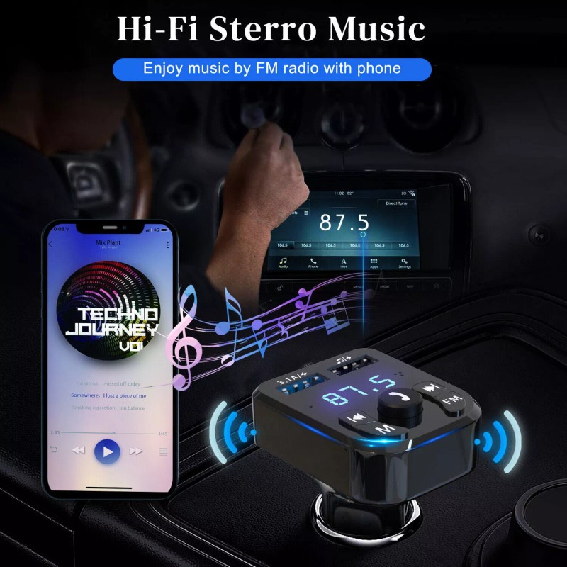 Unbranded Bluetooth 5.0 Car Wireless FM Transmitter Adapter 2USB PD