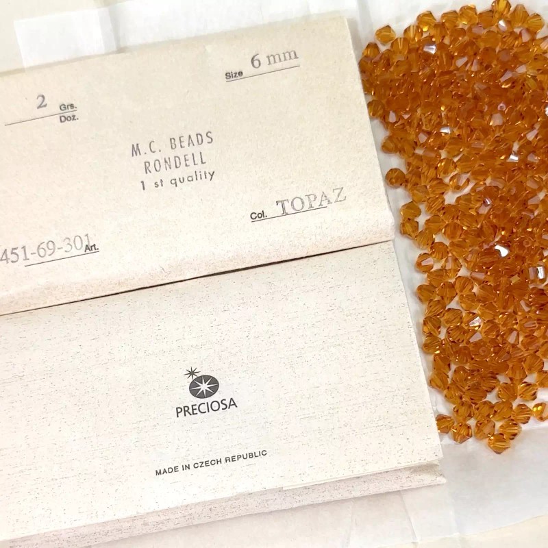PRECIOSA Topaz Czech Glass MC Bicone Beads light brown crystals
