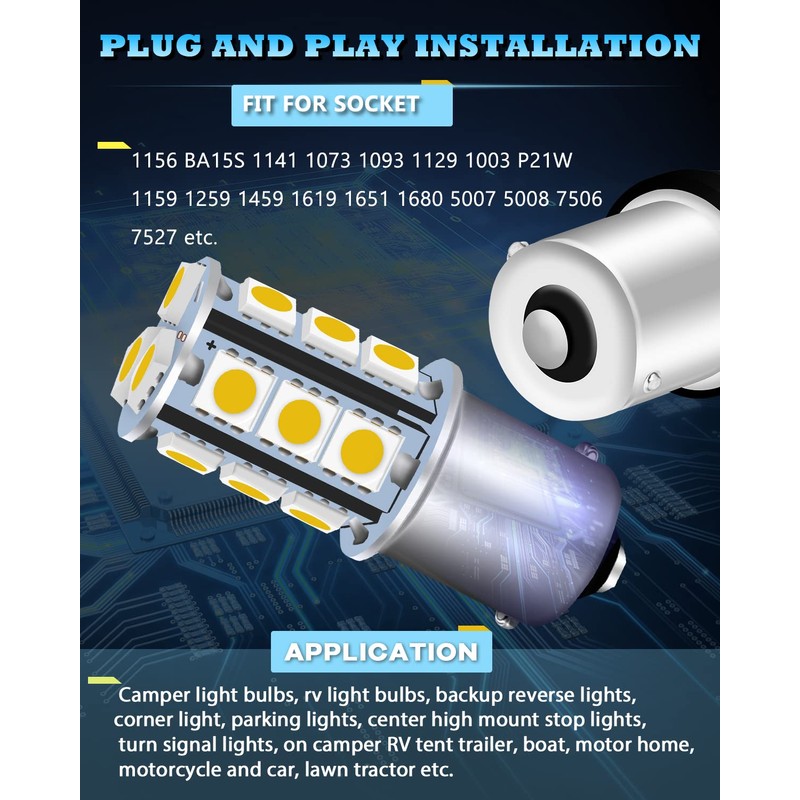 UNXMRFF 1156 LED Bulb Warm White Super Bright 1003 1073