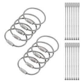 Yitaocity 50Pcs Stainless Steel Wire Keychains Aircraft Cable Key Ring String Wire Loop for Luggage Tags Keychain Wire Ring Cable ID Tags (Length: 15cm/6inch)