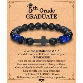 5th Grade Graduation Gifts for Boys 2025 Elementary School Graduation Card Decorations Bracelet Jewelry Presents for Boys Him Son Grandson Nephew Brother Friend