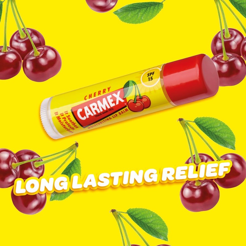 CARMEX Cherry Moisturising Lip Balm Click Stick for Soft, Protected