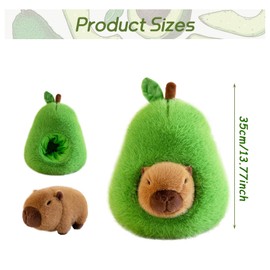 JWTRSVTY Capybara Plush Toy, 35 cm Capybara Stuffed Toy, 2-in-1 Capybara Avocado Dolls, Capybara Cuddly Toy, for Boys, Girls, Children, Birthday Gifts, Capybara Plush Toy