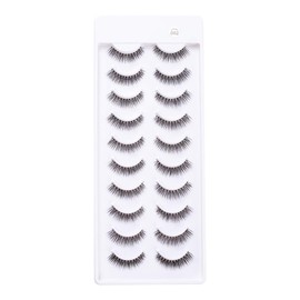10 pairs False Eyelashes Natural Look Eyelashes Soft Fake Lashes 100% Handmade Lashes Reusable Eye Lash Transparent Band 1 Pack by EMEDA 002 Style