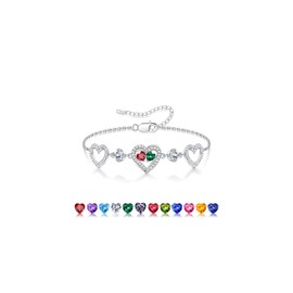 Iefil Wife Birthday Gift Ideas - Gifts for Wife, Anniversary Women Gifts, Gift for Her | Garnet & Emerald Bracelet for Women, January & May Birthstone, Sterling Silver Bracelets