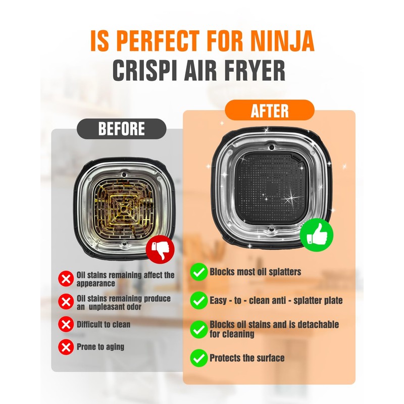 2-PCS Air Fryer Heat Resistant Mat & Splatter Shield for