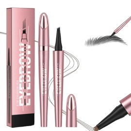 2025 Magic Eyebrow Pencil, 3D Microblading, with 4 Fork Tips, Waterproof Eyebrow Pencil, Long-Lasting Magic Brow Pencil, Creates Effortless Natural Looking Brows, Black