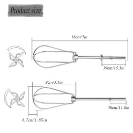 Hysgscwd 2Pcs Hand Mixer Turbo Beater Attachments W10490648, Stainless Steel Mixer Beaters for Kitchen, Turbo Whisk Replacement Parts for Electric Mixers, Replaces KHM2B, KHM5, AP5644233, PS4082859