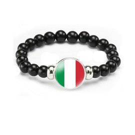 vmcoatdu Italy Flag Bracelet Elastic Rope Beaded Bracelet Support Your Country Travel Souvenir Gifts for Men Women (Italy)