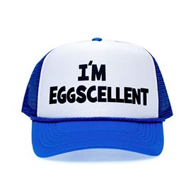 I'm Eggscellent Unisex-Adult Trucker Hat -One-Size Royal/White