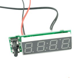 Riloer Car Temperature Clock, Car Clock 12V 3 in 1 Thermometers, Voltmeter Gauge Electronic Clock LED Digital Display LCD Screen, Green Light