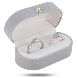 SHIZHENFU Velvet Ring Box Oval Ring Bearer Vintage Ring Holder Jewellery Gift Box Ring Bearer Case for Jewellery Classic Ring Gift Box for Wedding Valentine's Day Anniversary (Grey)