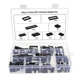 Aussel 100 Pieces 2.54mm Pitch Dual Row DIP IC Sockets Solder Type Adaptor Set 6, 8,14,16,18,24,28,40 Pin (100 Pieces 2.54mm)