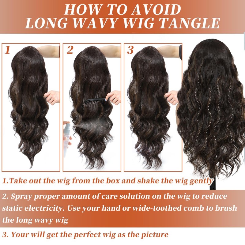 Synthetic Lace Front Wigs Pre Plucked Highlight Brown Mix Black