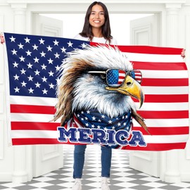 Eagle Mullet Merica Flag – Funny American Flag - USA Flag - 4th July Flag - Double-sided Digital Print - 110Den Thick polyester - 2 brass eyelets, large 5ft x 3ft